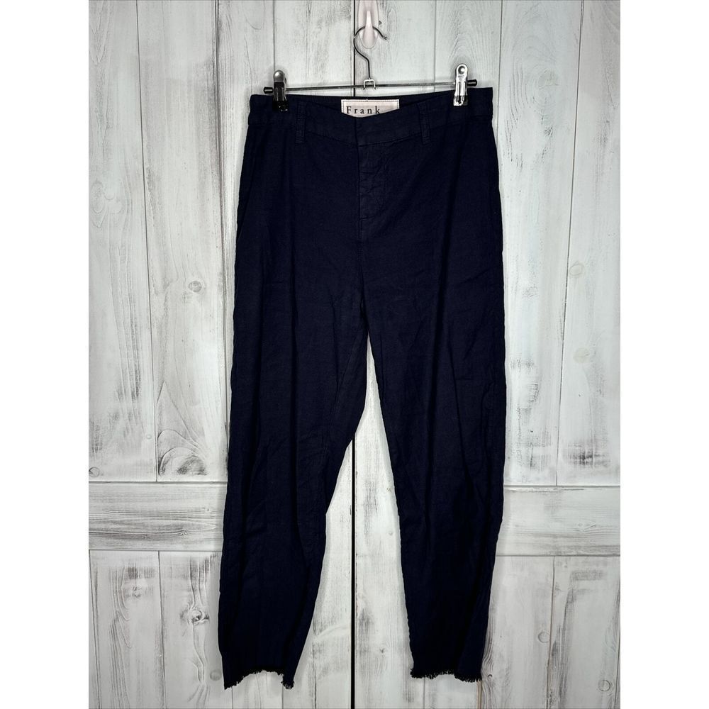Womens Frank & Eileen Kinsale High Rise Wide Leg Cropped Pants Navy Blue 2